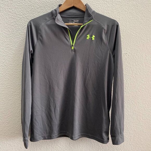 Under Armour Heat Gear Loose Fit 1/4 Zip Pullover Shirt Top Youth XL Gray Color - Picture 1 of 3